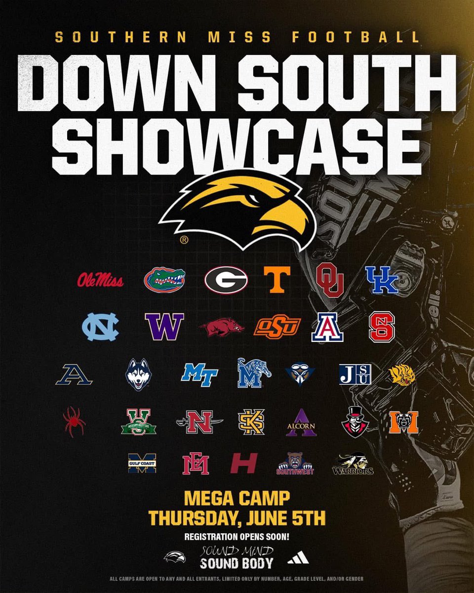 reece robinson (@reeceqb12) on Twitter photo I will be competing at the Southern Miss mega camp on june 5.
<a href="/CHbanderson/">Blake Anderson</a>
<a href="/CoachRipKirk/">Rip Kirk</a>
<a href="/Fertitta_Gabe/">Gabriel Fertitta</a>
<a href="/AnthonySoto_MU/">Anthony Soto</a>
<a href="/CoachWrightPerk/">Jack Wright</a>
<a href="/CourtlandHays/">Courtland Hays</a>
<a href="/BallCoachJoeMo/">Coach Joe Moorhead</a>
<a href="/Coach_Webster2/">Jonathan J. Webster</a>
<a href="/CoachMathies/">Eric Mathies</a>
<a href="/PACoachRush/">Ron Rushing</a>
<a href="/CoachHelus/">Austin Helus</a>
<a href="/CoachBradford71/">Ryan Bradford</a>
<a href="/ParkPioneerFB/">Parklane Pioneer Football</a>
<a href="/grayson_65/">Grayson Hewitt</a> I will be competing at the Southern Miss mega camp on june 5.
<a href="/CHbanderson/">Blake Anderson</a>
<a href="/CoachRipKirk/">Rip Kirk</a>
<a href="/Fertitta_Gabe/">Gabriel Fertitta</a>
<a href="/AnthonySoto_MU/">Anthony Soto</a>
<a href="/CoachWrightPerk/">Jack Wright</a>
<a href="/CourtlandHays/">Courtland Hays</a>
<a href="/BallCoachJoeMo/">Coach Joe Moorhead</a>
<a href="/Coach_Webster2/">Jonathan J. Webster</a>
<a href="/CoachMathies/">Eric Mathies</a>
<a href="/PACoachRush/">Ron Rushing</a>
<a href="/CoachHelus/">Austin Helus</a>
<a href="/CoachBradford71/">Ryan Bradford</a>
<a href="/ParkPioneerFB/">Parklane Pioneer Football</a>
<a href="/grayson_65/">Grayson Hewitt</a>