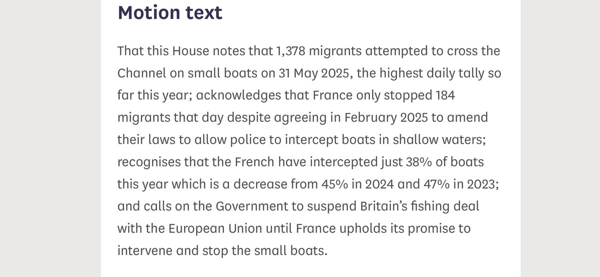 Sir Gavin Williamson CBE MP (@gavinwilliamson) on Twitter photo Millions ÂŁ given to France.
Our fishing rights given to France.
Yet they do nothing to stop the small boats crossing.
My motion calling on <a href="/Keir_Starmer/">Keir Starmer</a> to halt the fishing deal until France acts on small boats. 👇
edm.parliament.uk/early-day-moti… Millions £ given to France.
Our fishing rights given to France.
Yet they do nothing to stop the small boats crossing.
My motion calling on <a href="/Keir_Starmer/">Keir Starmer</a> to halt the fishing deal until France acts on small boats. 👇
edm.parliament.uk/early-day-moti…