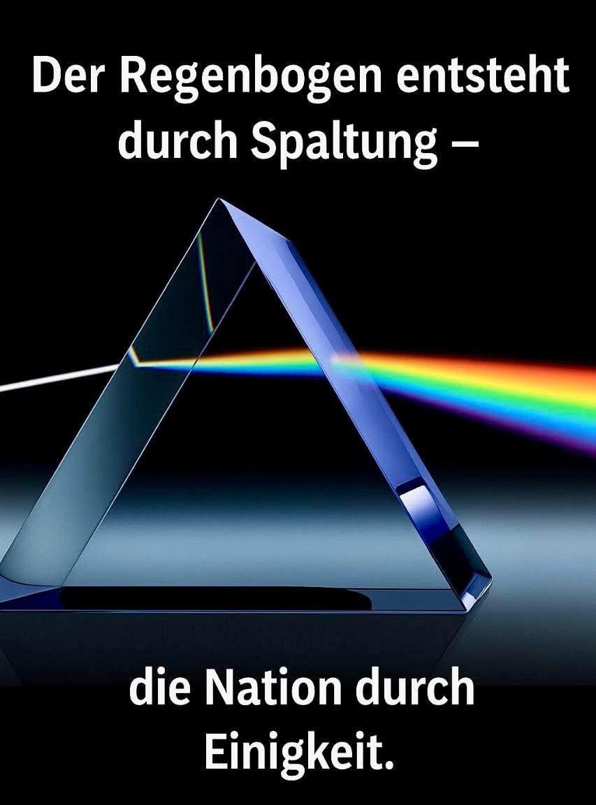 Florian Machl (@fmachl) on Twitter photo Der Regenbogen entsteht durch Spaltung, die Nation durch Einigkeit. Der Regenbogen entsteht durch Spaltung, die Nation durch Einigkeit.