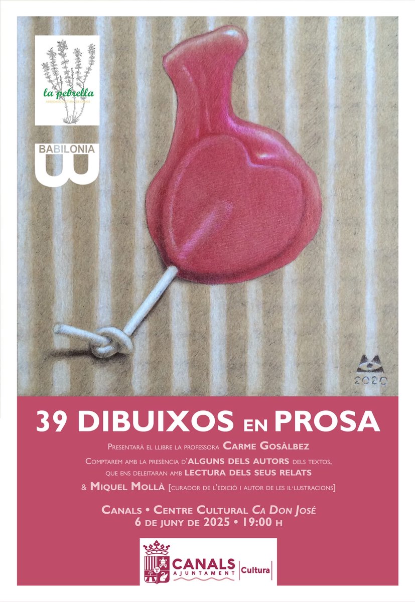 AdA Pavia (@adapavia) on Twitter photo divendres a Canals 🖍️🎨39 dibuixos en prosa amb relats de les millors plomes del PV i de la Costera com el recent premi de la crítica <a href="/ToniCucarella/">ToniCucarella</a> 🎤 un llibre 📕📚per a regalar 🎁 i gaudir 🎈amb <a href="/CarmeGosalbez/">Carme Gosàlbez</a> <a href="/AramateixMJ/">Mª Josep Juan Ballester</a> i #laCosteraPower divendres a Canals 🖍️🎨39 dibuixos en prosa amb relats de les millors plomes del PV i de la Costera com el recent premi de la crítica <a href="/ToniCucarella/">ToniCucarella</a> 🎤 un llibre 📕📚per a regalar 🎁 i gaudir 🎈amb <a href="/CarmeGosalbez/">Carme Gosàlbez</a> <a href="/AramateixMJ/">Mª Josep Juan Ballester</a> i #laCosteraPower
