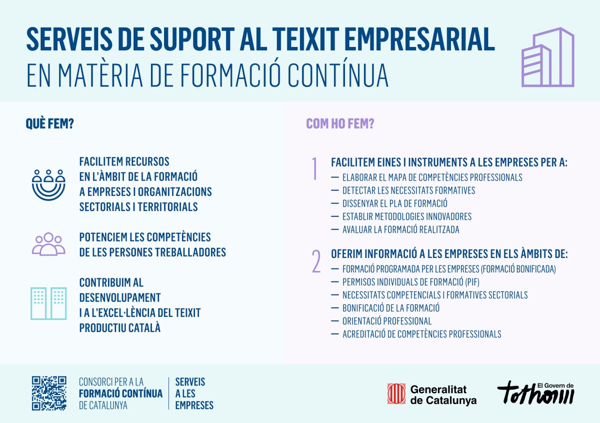 👨‍🏫 La formació interna és útil i... bonificable!

📝 Dissenya-la com a acció formativa
⏱️ Mínim 2 hores
💸 Aprofita el crèdit de formació de la teva empresa

🤔Tens dubtes? Et poden assessorar!

ℹ️ conforcat.gencat.cat/ca/empreses/

#Fundae #FormacióBonificada #FormacióInterna #Talent