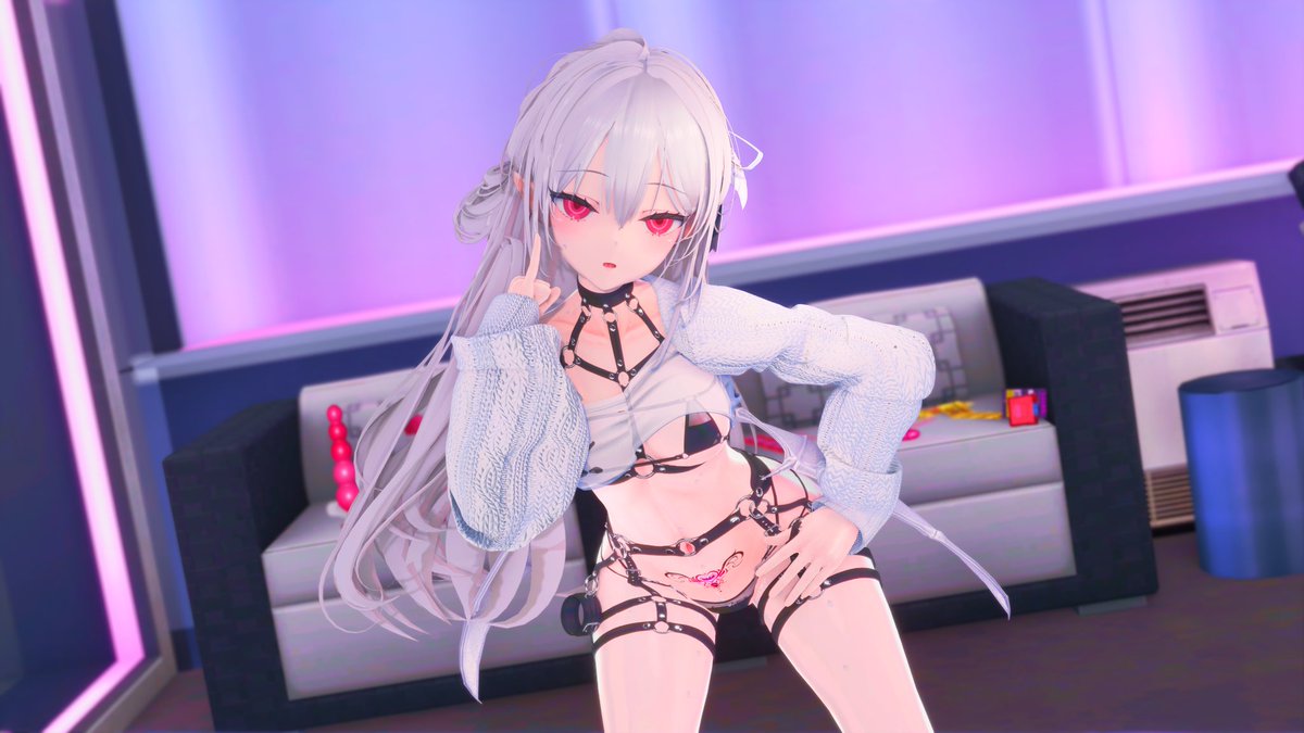 Futanari reaching a powerful climax her body arched in ecstasy