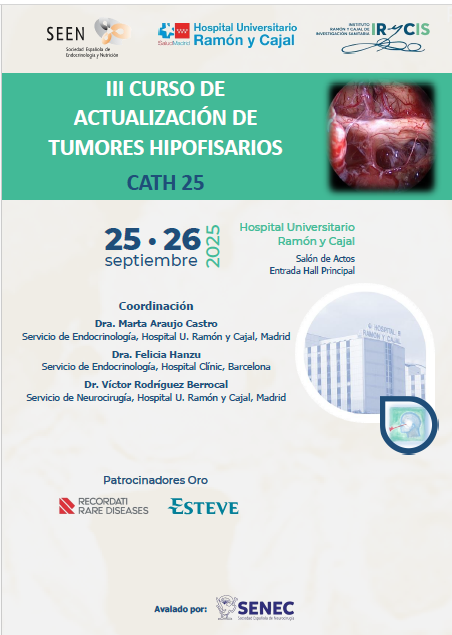 🔜Abierto el plazo de inscripciones del III CURSO DE ACTUALIZACIÓN DE TUMORES HIPOFISARIOS

📍25 y 26 septiembre 2025
📍Madrid

🗣️🗣️Puesta al día sobre la patología hipofisaria, y con muchas novedades en #Cushing #acromegalia y más‼️

Aquí más info 👉seen.es/documentos/pro…