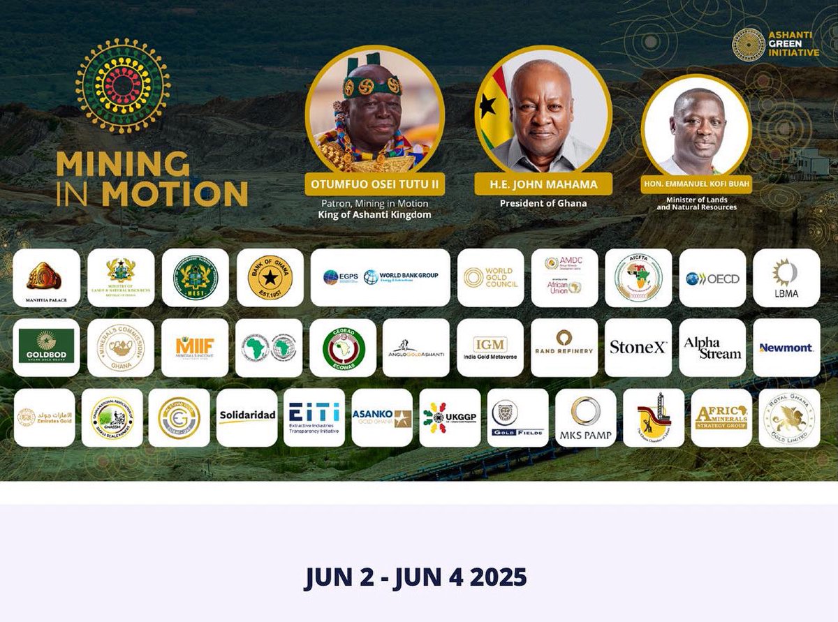 African Minerals Development Centre (AMDC) (@africanamdc) on Twitter photo 🎙️Notable speakers:
☑️ H.E. John Mahama, President of Ghana
☑️ H.E. Wamkele Mene, SG of <a href="/AfCFTA/">AfCFTA Secretariat Official</a>
☑️ Hon. Emmanuel Armah-Kofi Buah, Ghana’s Minister of Lands & Natural Resources
#MineralGovernance #ASGM 🎙️Notable speakers:
☑️ H.E. John Mahama, President of Ghana
☑️ H.E. Wamkele Mene, SG of <a href="/AfCFTA/">AfCFTA Secretariat Official</a>
☑️ Hon. Emmanuel Armah-Kofi Buah, Ghana’s Minister of Lands & Natural Resources
#MineralGovernance #ASGM