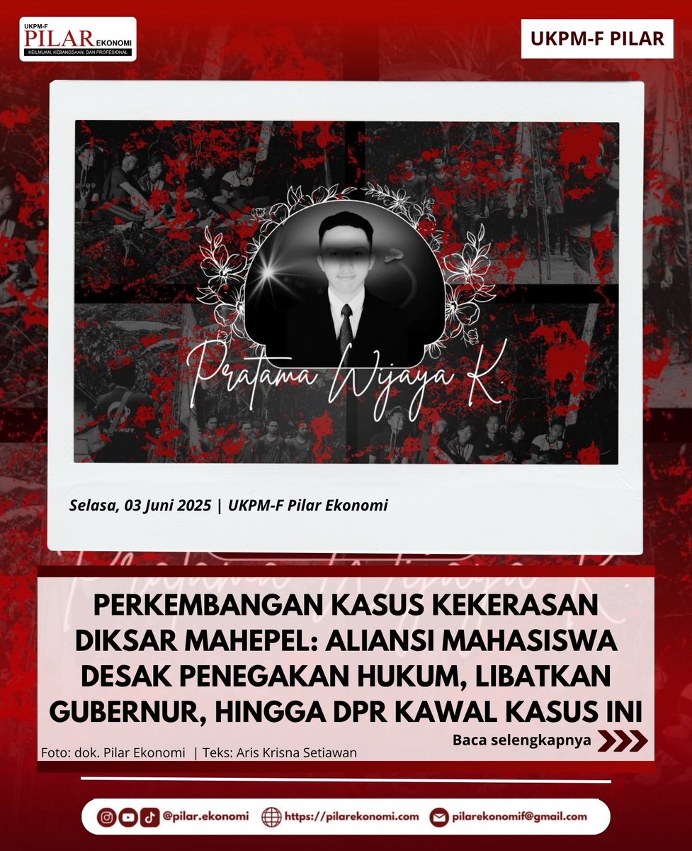 pilarekonomi_'s tweet photo. Sudah seminggu lebih, #Justiceforpratama selalu berkumandang, Namun hingga berita ini di tulis belum ada titik terang. Mahasiswa bersuara, Gubernur bertindak. Tapi transparansi kampus? Masih gelap.
#justiceforpratama #febunila #unila
Baca selengkapnya!
https://t.co/OGqOnMyMcY https://t.co/KDMxnLWxvE
