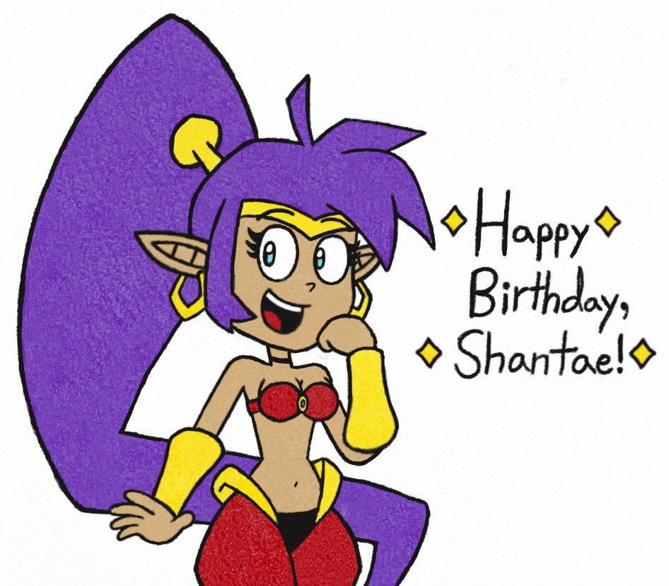 JJSponge120's tweet photo. Happy 23rd year anniversary to Shantae, the Half-Genie Hero! 🥳 Here’s a remastered version of last year’s drawing! #Shantae #HalfGenieHero #WayForwardTechnologies #Birthday #Anniversary #Gift https://t.co/4w4kh84aCf