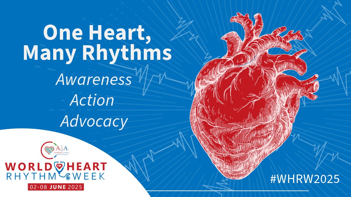 APHRS Official (@aphrsofficial) on Twitter photo Join <a href="/KnowYourPulse/">Arrhythmia Alliance</a> for #WHRW2025
This year's theme is “One Heart, Many Rhythms: Awareness, Action, Advocacy,” emphasizing the need for early detection, effective treatment, and advocacy for arrhythmia patients.
Get involved: worldheartrhythmweek.org
#OneHeartManyRhythms Join <a href="/KnowYourPulse/">Arrhythmia Alliance</a> for #WHRW2025
This year's theme is “One Heart, Many Rhythms: Awareness, Action, Advocacy,” emphasizing the need for early detection, effective treatment, and advocacy for arrhythmia patients.
Get involved: worldheartrhythmweek.org
#OneHeartManyRhythms