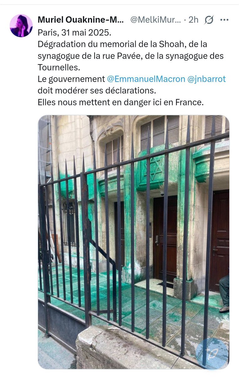 La présidente de l’OJE organisation proche du régime israélien qui est à l’origine de dizaines de plaintes contre des citoyens français, des syndicalistes, des personnalités politiques, journalistes et humoristes instrumentalise grossièrement les dégradations du mémorial de la