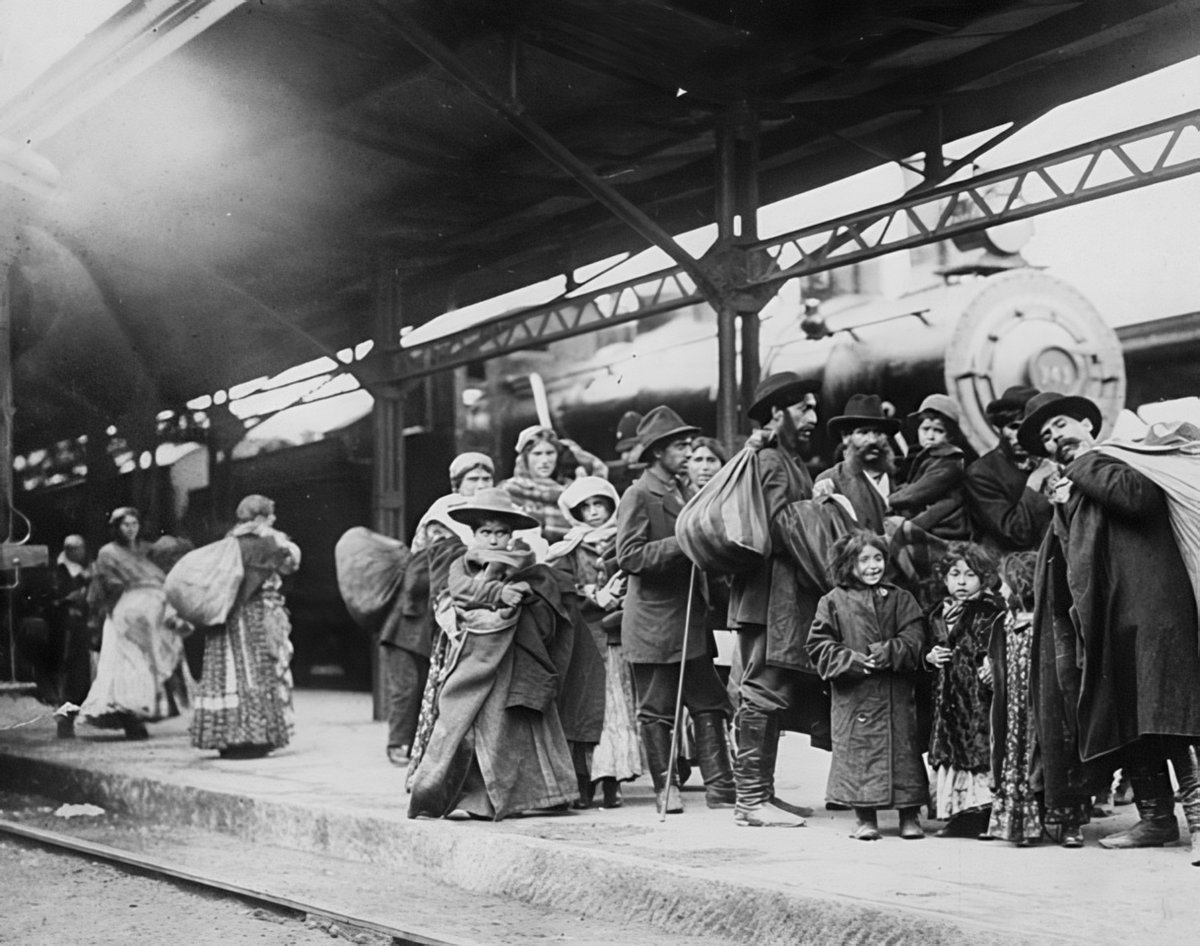 Arrival of immigrants at Union Station in Toronto in 1910
