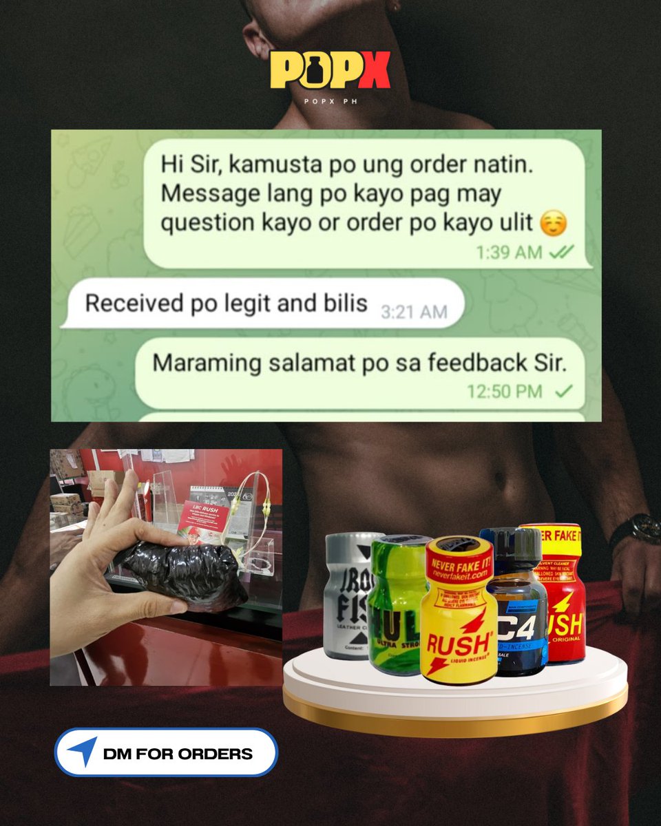 popxph's tweet photo. Another satisfied customer! 🔥
✅ Legit
✅ Fast delivery
📩 DM us for your order today! #PopXPH #poppersph https://t.co/ObcCQ4SR6P