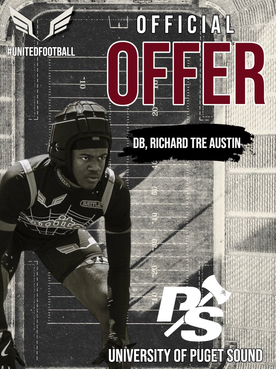 United Elite Football (@seaunitedelite) on Twitter photo Congrats to c/o 2026 <a href="/TreAustin46736/">Richard “Tre” Austin</a> on his NCAA Division III scholarship offer from the University of puget sound
<a href="/PSLoggers/">Puget Sound Loggers</a> <a href="/LOGGER_LBCOACH/">UPS Loggers Coach Jeff Schmidt</a> Congrats to c/o 2026 <a href="/TreAustin46736/">Richard “Tre” Austin</a> on his NCAA Division III scholarship offer from the University of puget sound
<a href="/PSLoggers/">Puget Sound Loggers</a> <a href="/LOGGER_LBCOACH/">UPS Loggers Coach Jeff Schmidt</a>