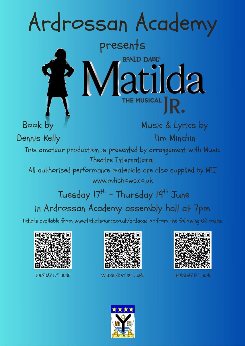 Ardrossan Music & Drama Faculty (@ardacadmusic) on Twitter photo Get your tickets now for our amazing school show! Available from ticketsource.co.uk/ardacad or the QR links below!
<a href="/ArdAcademy/">Ardrossan Academy</a> <a href="/ArdAcad/">ArdAcadWellbeing</a> <a href="/ardacadmaths/">Ardrossan Ac. Maths</a> <a href="/ArdAcadScience/">ArdAcad Science</a> <a href="/ArdAcadHWB/">ArdAcadHWB</a> Get your tickets now for our amazing school show! Available from ticketsource.co.uk/ardacad or the QR links below!
<a href="/ArdAcademy/">Ardrossan Academy</a> <a href="/ArdAcad/">ArdAcadWellbeing</a> <a href="/ardacadmaths/">Ardrossan Ac. Maths</a> <a href="/ArdAcadScience/">ArdAcad Science</a> <a href="/ArdAcadHWB/">ArdAcadHWB</a>