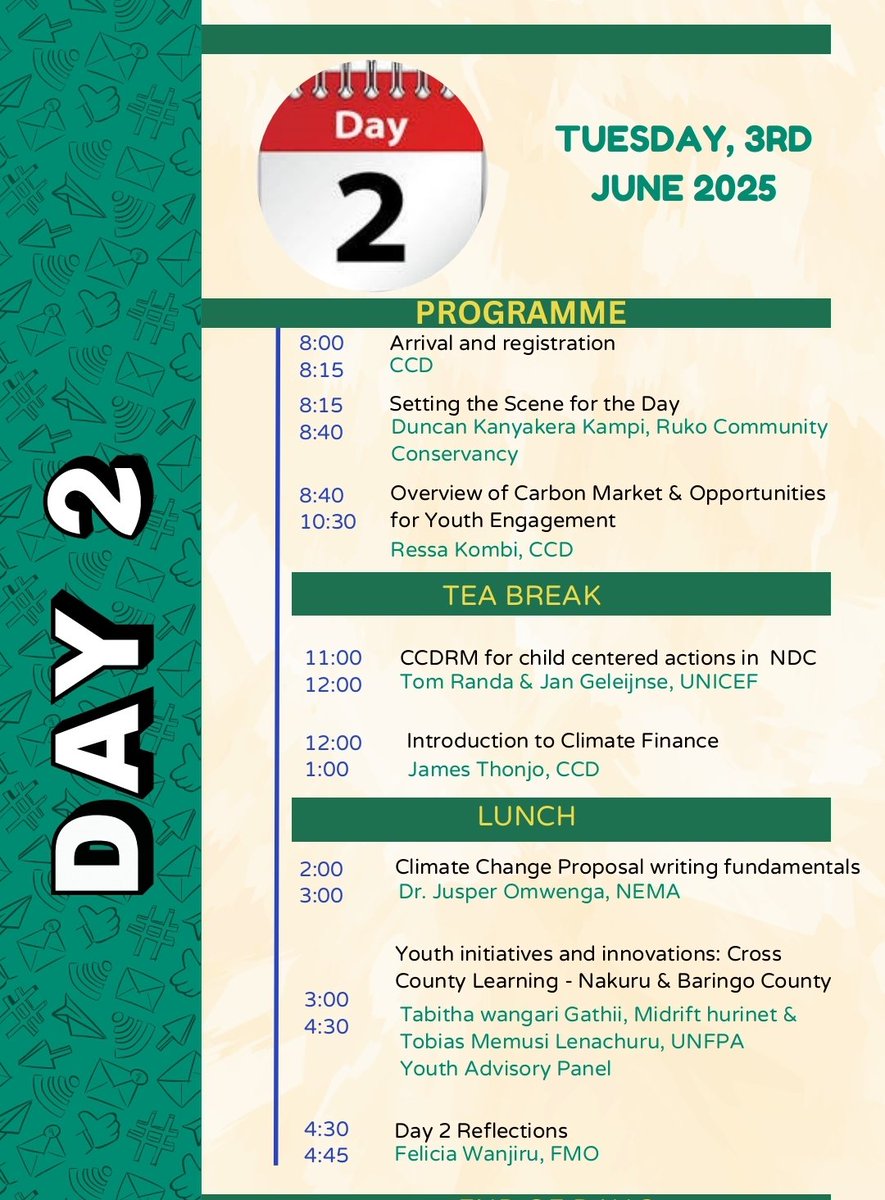 Myra Lelekoiten (@mlelekoiten) on Twitter photo Day 2.
<a href="/Environment_Ke/">Ministry of Environment, Climate Change & Forestry</a>
<a href="/EnviClimateC_Ke/">State Dept For Environment & Climate Change</a>
#ClimateActionKe
#YouthClimateFinancing Day 2.
<a href="/Environment_Ke/">Ministry of Environment, Climate Change & Forestry</a>
<a href="/EnviClimateC_Ke/">State Dept For Environment & Climate Change</a>
#ClimateActionKe
#YouthClimateFinancing
