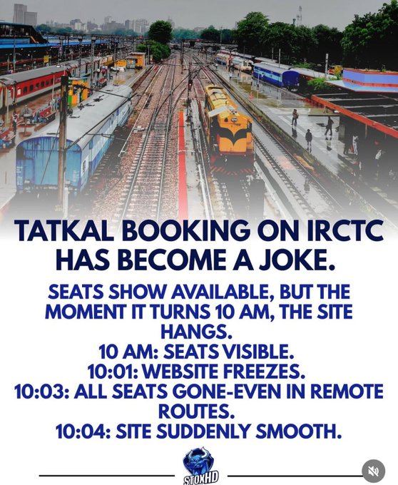 IRCTC's Tatkal booking is a blatant scam as seats vanish in seconds as bots and agents using illegal software like Nexus and Super Tatkal snatch tickets, leaving genuine passengers stranded.Modi’s government turns a blind eye while the poor suffer.