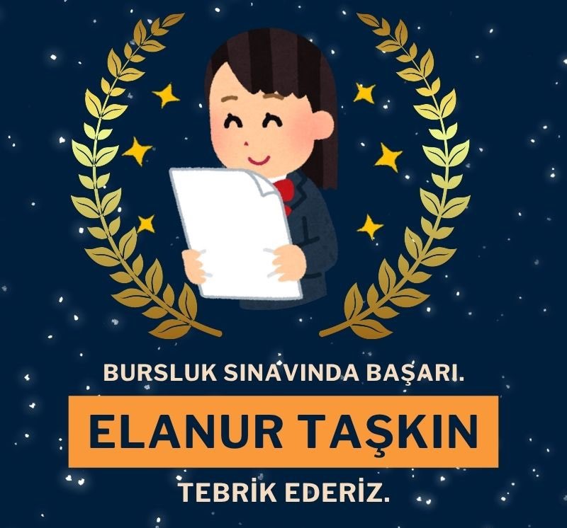 Okulumuz 6/A öğrencilerinden Elanur TAŞKIN, girdiği bursluluk sınavında gösterdiği üstün başarıyla burs almaya hak kazanmıştır. Azmi, çalışkanlığı ve disiplinli duruşuyla örnek olan öğrencimizi yürekten kutluyor başarılarının artarak devam etmesini diliyoruz.