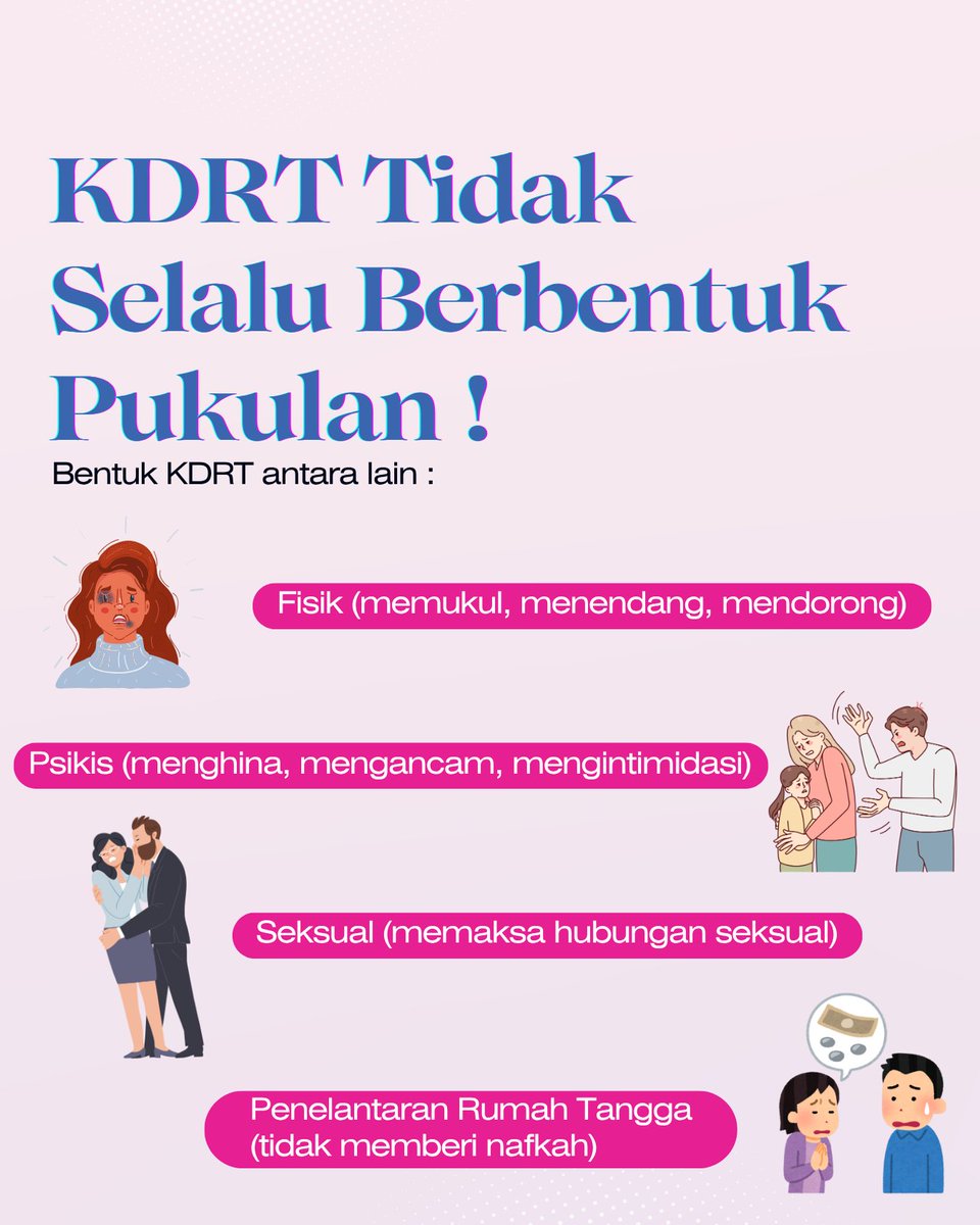 lrckjham's tweet photo. 💥 KDRT itu nyata dan bukan urusan pribadi!
Bentuknya nggak cuma fisik, tapi juga psikis, seksual, dan ekonomi. 
🚫 Jangan percaya mitos seperti: 
❌ “Kalau nggak ada luka, bukan KDRT” https://t.co/1PwC5TXlD9