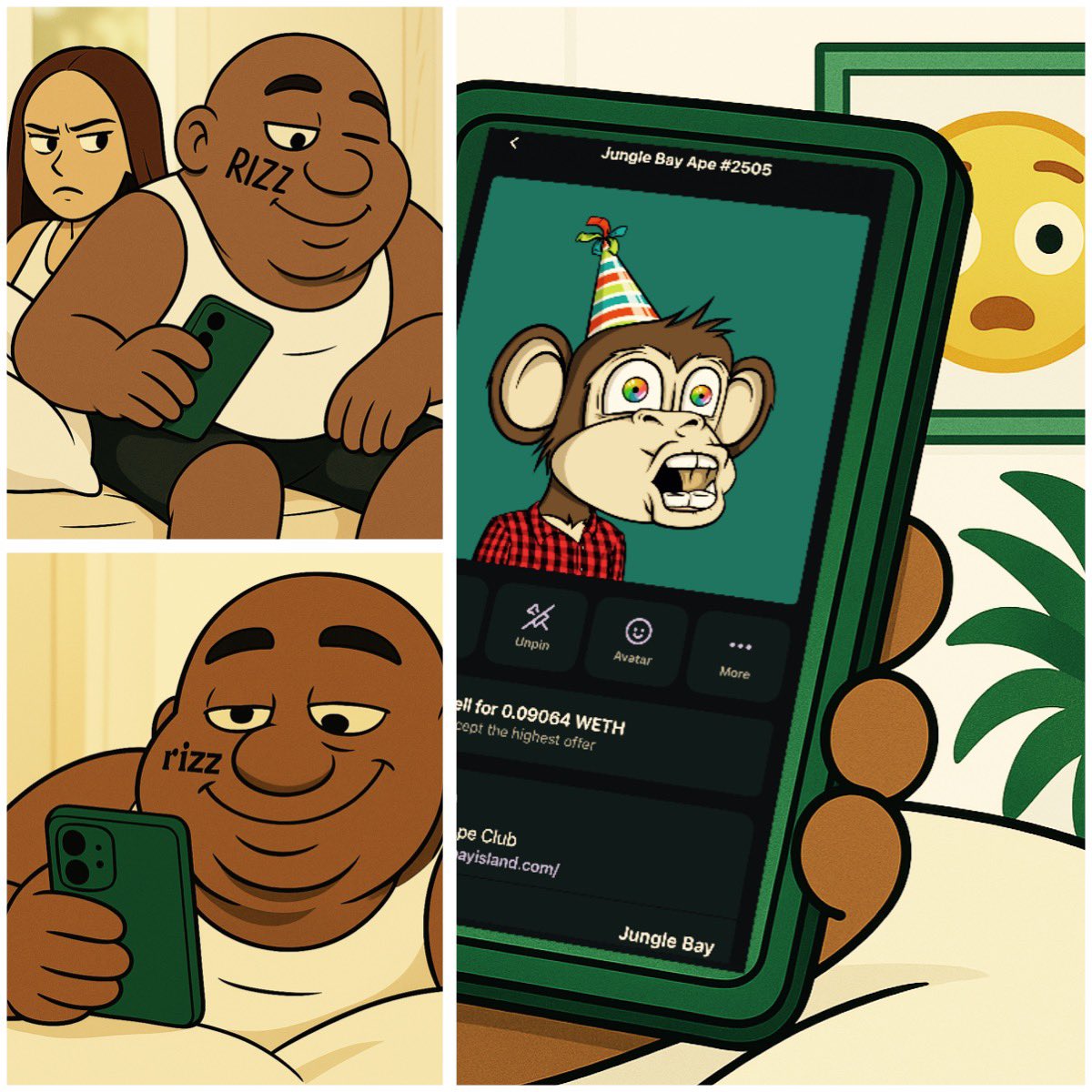 Now not baby!! I just won a <a href="/JungleBayAC/">Jungle Bay Artists Collective</a> ! 

The Bungalow is dope AF!! Just look at it, it’s a $RIZZ coded trippy MFER!! 

Big ups <a href="/_seacasa/">seacasa</a> 🏝️ 🧱 💎 🧱 🌴 🦍