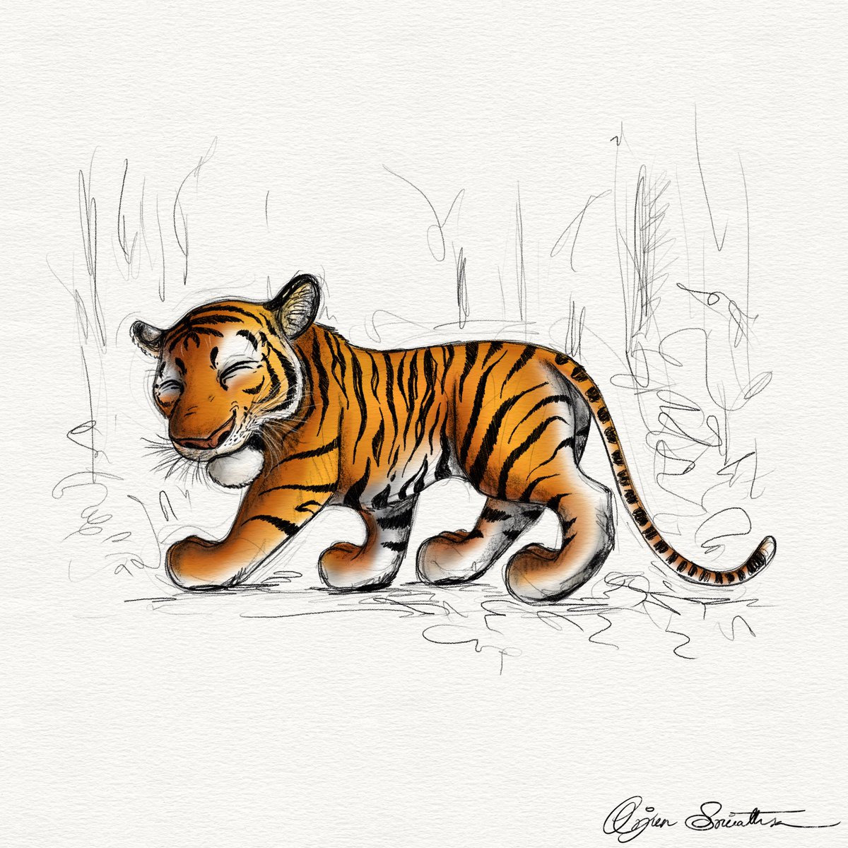 April 20, 8.40 pm. Had a serendipitous encounter with this beautiful #tigress while driving to dinner. Less than a minute, but enough to elevate moods and boost morales. 🐯💛