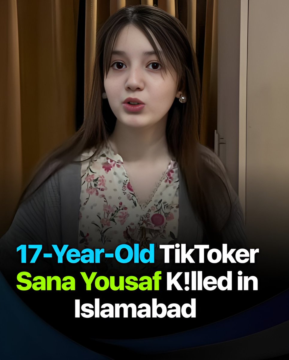 Shanni1708's tweet photo. Another Murder of tiktoker Sana Yousaf.I request you all please Leave this TikTok App because now it's becoming trend to kill tiktokers.
Some people's are calling Innocent Sana Yousaf without knowing the actual reasons of her Murder 
No one is innocent in the world.
#sanayousaf https://t.co/cv9kkA8GCR