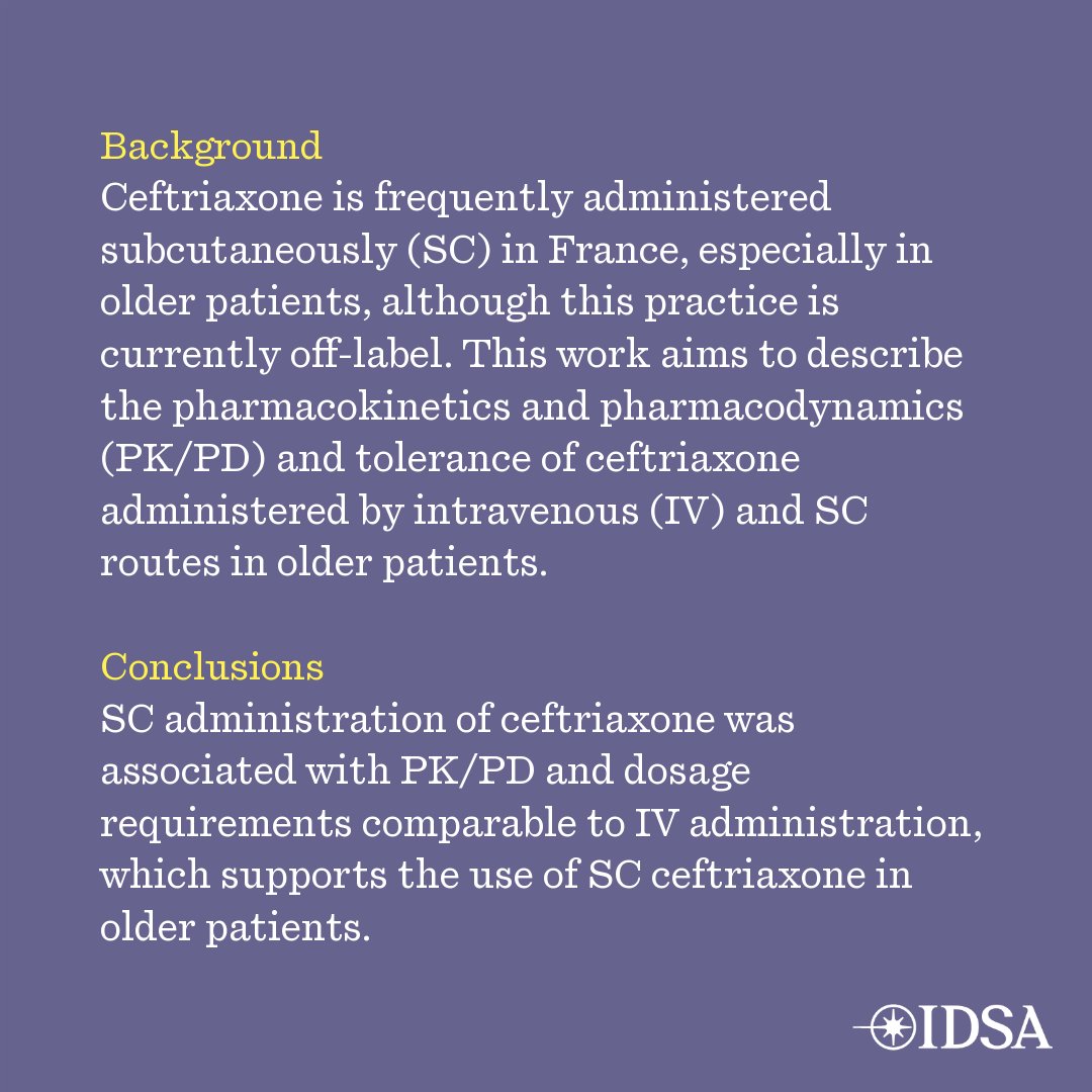 Pharmacokinetics of subcutaneous and intravenous ceftriaxone in older population, the PhASAge Study.

✅ Just Accepted
🔗 bit.ly/3HntGFz