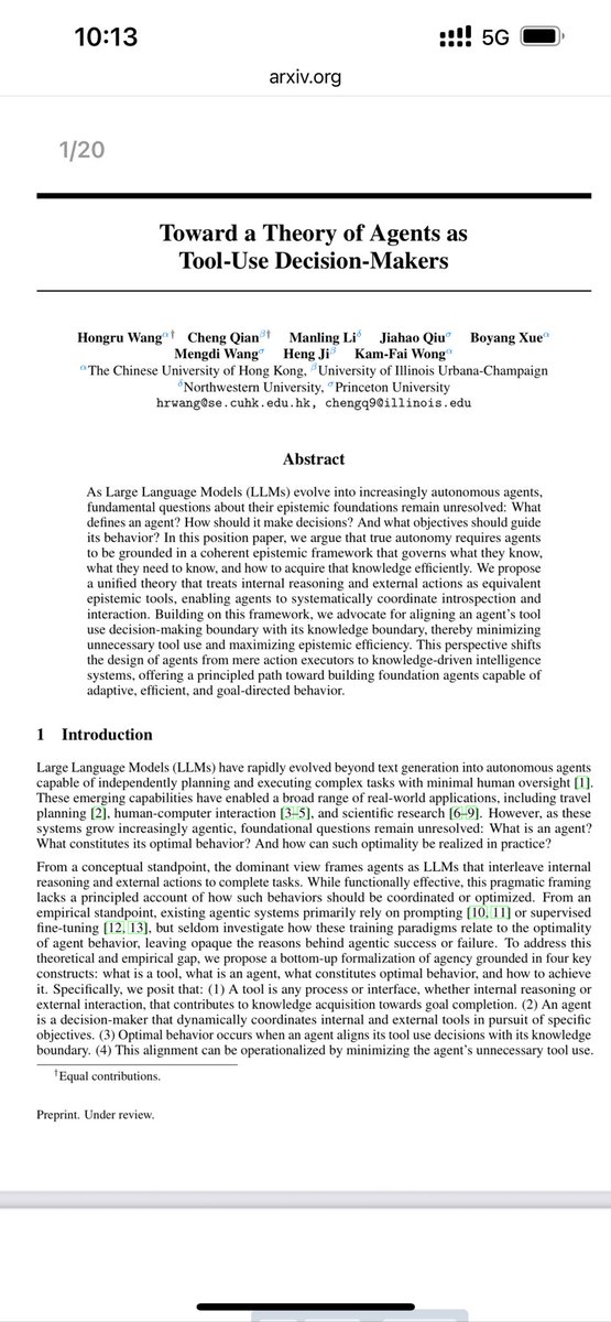 What’s is the agent? What is the optimal behavior to achieve the predefined goal? And how to learn that behavior policy?

We formally introduce a systematic Theory of Agent (ToA), analogous to the cognitive framework of Theory of Mind (ToM). Where ToM refers to the ability to