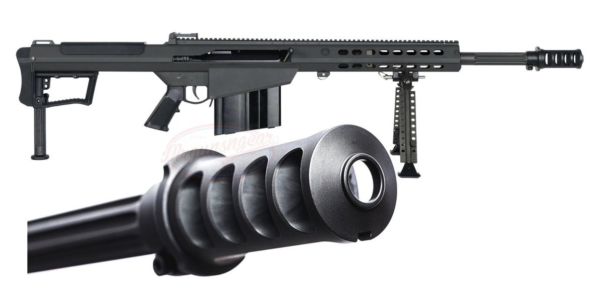 Barrett M107A1 with 20'' 50BMG fluted barrel and black cerakote finish for $8,999 currently here: mrgunsngear.org/4d497df 

Review is up; cheapest I can recall seeing it 🇺🇸 🚬

#50BMG #AntiMaterial