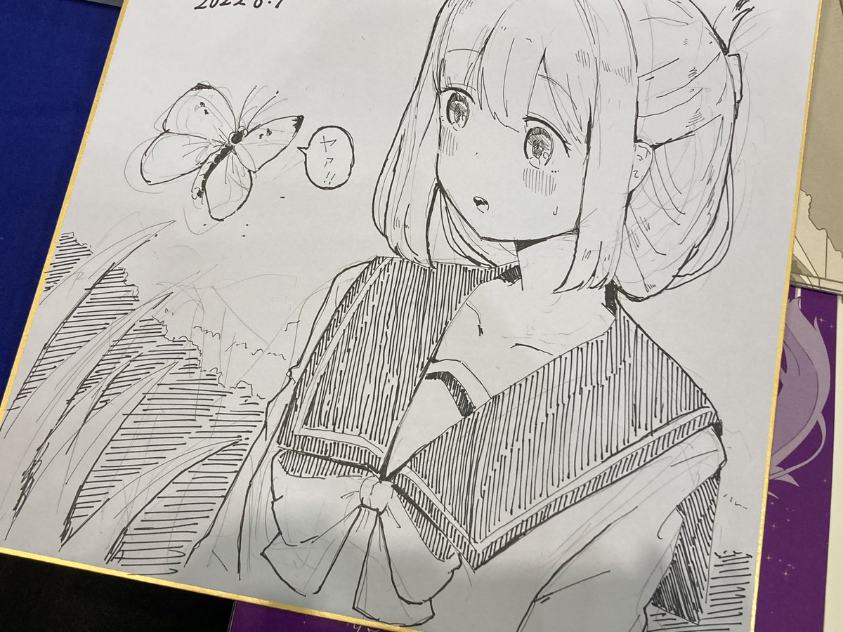 コミティアでスケブした森白さん 