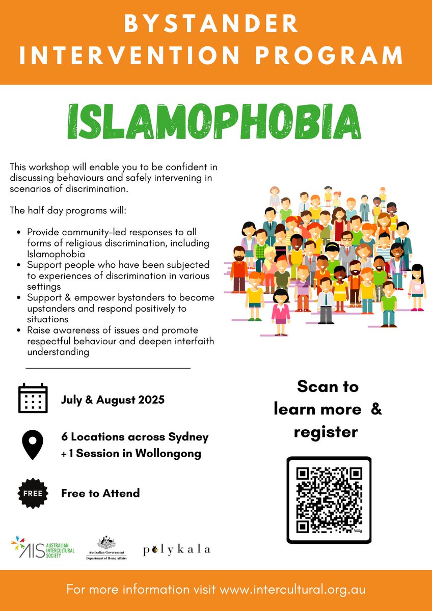 Are you ready to build a more #inclusive &amp; compassionate #society?

Join us for an engaging #workshop designed to stand up against #hate &amp; educate participants about the harmful effects of #Islamophobia

➡️ Register now bit.ly/4jpaMvCor or  intercultural.org.au
#Sydney