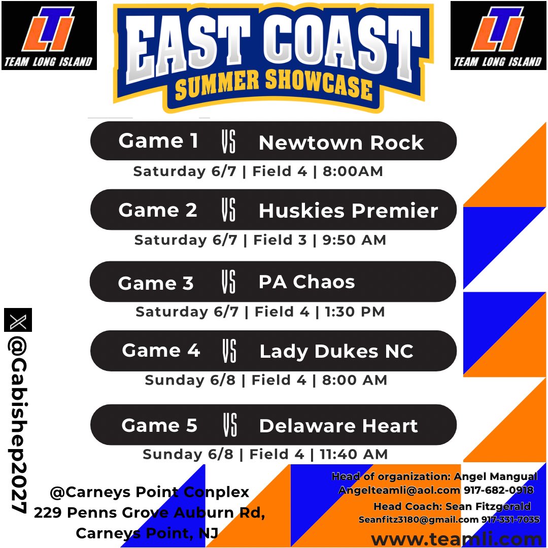 Schedule drop! Come watch us start our summer season off at East Coast Showcase this weekend! <a href="/eastcoast_sb/">East Coast Softball</a> <a href="/SBRRetweets/">Softball Recruiting Reposts</a> <a href="/CoastRecruits/">Coast 2 Coast Recruits</a>  <a href="/SoftballHome/">Softball Home</a> <a href="/EastCoastFP/">East Coast Fastpitch Softball</a> <a href="/coachjanelhayes/">Coach Janel Hayes</a> <a href="/TUSBCoachCoz/">Lisa Costello</a> <a href="/WilmesBrooke/">Brooke Wilmes</a> <a href="/MaggieMrowka/">Maggie Mrowka</a> <a href="/JakeCombs_/">Jake Combs</a> <a href="/JBUMP_BU/">J. Bump</a> <a href="/MichaelaTransue/">Michaela Transue</a> <a href="/cbreault12/">Courtney Breault</a>