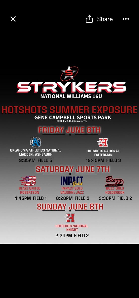 Mariah (@mariahramirez08) on Twitter photo Our schedule for the Hotshots Summer Exposure Tourney is out. Can't wait to start my summer off with this group of girls!!
<a href="/Strykers27_Nat/">Strykers National Williams-Yates-27</a> <a href="/NationalEsparza/">Strykers National Esparza ๐</a> Our schedule for the Hotshots Summer Exposure Tourney is out. Can't wait to start my summer off with this group of girls!!
<a href="/Strykers27_Nat/">Strykers National Williams-Yates-27</a> <a href="/NationalEsparza/">Strykers National Esparza ๐</a>