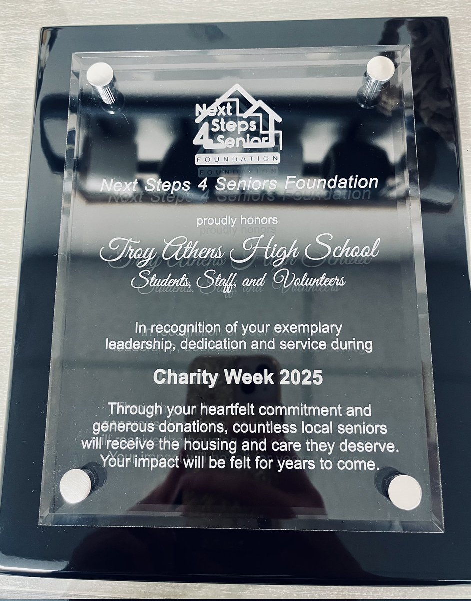 Athens StuCo #redhawkpride (@athensstuco) on Twitter photo Our Charity Week 2025 recipient, Next Steps 4 Seniors Foundation, presented <a href="/troy_athens/">Troy Athens High School</a> with a wonderful appreciation plaque! Our Charity Week 2025 recipient, Next Steps 4 Seniors Foundation, presented <a href="/troy_athens/">Troy Athens High School</a> with a wonderful appreciation plaque!