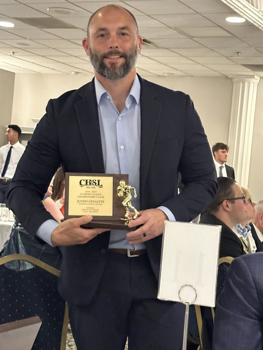Aaron Babicz '93 (@detroitccad) on Twitter photo CONGRATS TO <a href="/DCCfootball/">Detroit Catholic Central Football</a> HEAD COACH JUSTIN CESSANTE ON HIS <a href="/CHSL1926/">Catholic League</a> LEAGUE TITLE AWARD AT TONIGHT’S BANQUET!! #CCpride #TheJourney CONGRATS TO <a href="/DCCfootball/">Detroit Catholic Central Football</a> HEAD COACH JUSTIN CESSANTE ON HIS <a href="/CHSL1926/">Catholic League</a> LEAGUE TITLE AWARD AT TONIGHT’S BANQUET!! #CCpride #TheJourney
