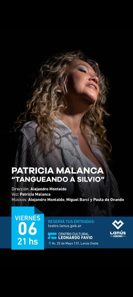 LANUS Este viernes 6 de Junio llega *TANGUEANDO A SILVIO RODRÍGUEZ* por primera vez al Auditorio Leonardo Favio con Entrada Gratuita❗No te quedes sin tu lugar ingresando en 👉🏼 teatro.lanus.gob.ar/obras/389-tang…