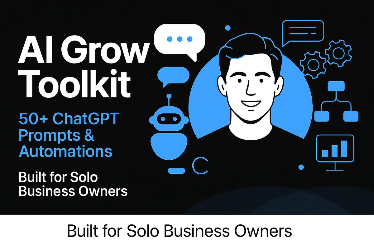 SmallBizAI_'s tweet photo. AI isn’t here to replace you.
It’s here to multiply you.
The AI Growth Toolkit helps solo founders:
⚡ Generate leads
⚡ Automate content
⚡ Close faster — without burnout

50+ prompts &amp; automations built for ROI.
👉 https://t.co/q5YGjreVCR
#Entrepreneur #DigitalMarketing $tsla https://t.co/rvVf4Uk0T8