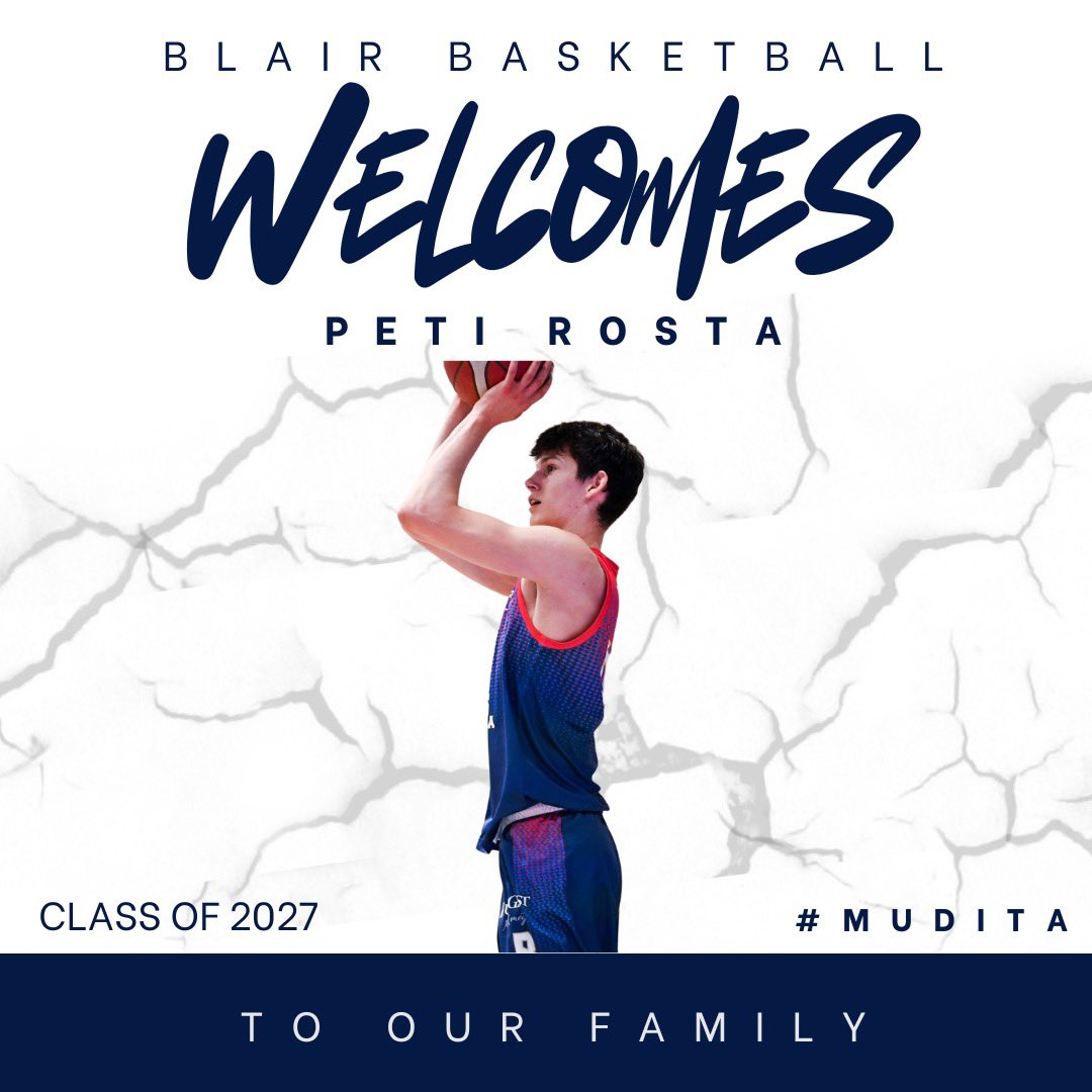 Welcome to the Blair Basketball family Peti Rosta. Peti is a skilled and explosive 6-10 2027 combo forward from Budapest, Hungary. Power 4 schools look for him this summer with the Hungarian Junior National team before arriving to Blairstown in September. High level prospect.