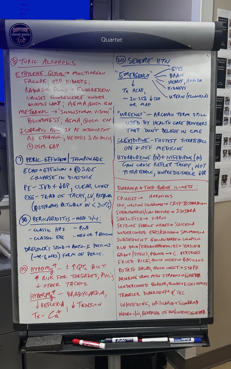 Monday night shift ⁦<a href="/UMEmergencyMed/">U of Maryland Emergency Med</a>⁩ #foamed #WhiteBoardTeaching