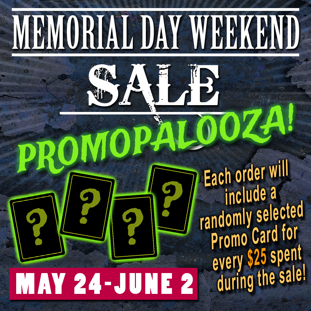 Last chance to save on our Memorial Day Sale! Exciting Sales, Bundles, Previews, Buy 3-Get-1-Free Deal on Thermal Plastic/Resin Figures! Plus, PROMOPALOOZA includes a randomly selected Promo Card for EACH $25 spent in your order!

…yingfrogproductions.mybigcommerce.com/memorial-day-s…

#boardgames #tabletop