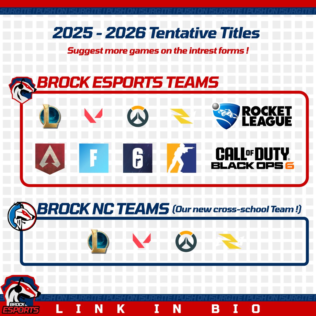 We are now recruiting players for the upcoming 2025 - 2026 season
Join us and play alongside like-minded teammates, competing in collegiate leagues and LAN tournaments and create lifelong memories!
forms.gle/E7EVNet6ow6fRx…