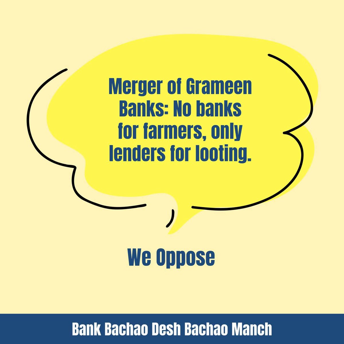 Soumya Datta (@soumyadatta7) on Twitter photo Consolidation of RRBs is not reform. It is organised abandonment. State washing its hands of rural responsibility and handing over the reins to loan sharks in suits.
<a href="/PMOIndia/">PMO India</a>
<a href="/DFS_India/">DFS</a> <a href="/nsitharaman/">Nirmala Sitharaman</a> <a href="/RahulGandhi/">Rahul Gandhi</a>
#WeOpposeMergerOfRRBs
#BankBachaoDeshBachaoManch Consolidation of RRBs is not reform. It is organised abandonment. State washing its hands of rural responsibility and handing over the reins to loan sharks in suits.
<a href="/PMOIndia/">PMO India</a>
<a href="/DFS_India/">DFS</a> <a href="/nsitharaman/">Nirmala Sitharaman</a> <a href="/RahulGandhi/">Rahul Gandhi</a>
#WeOpposeMergerOfRRBs
#BankBachaoDeshBachaoManch