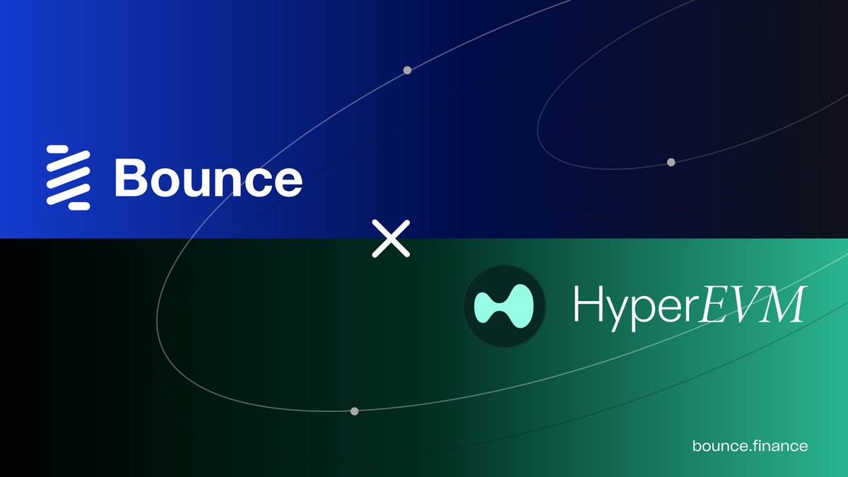 Bounce Brand (@bounce_finance) on Twitter photo The Bounce app now supports HyperEVM by <a href="/HyperliquidX/">Hyperliquid</a>, brining onchain auctions to HyperEVM.
Tokens on HyperEVM can be traded through fixed-price auctions on Bounce➡️ app.bounce.finance The Bounce app now supports HyperEVM by <a href="/HyperliquidX/">Hyperliquid</a>, brining onchain auctions to HyperEVM.
Tokens on HyperEVM can be traded through fixed-price auctions on Bounce➡️ app.bounce.finance