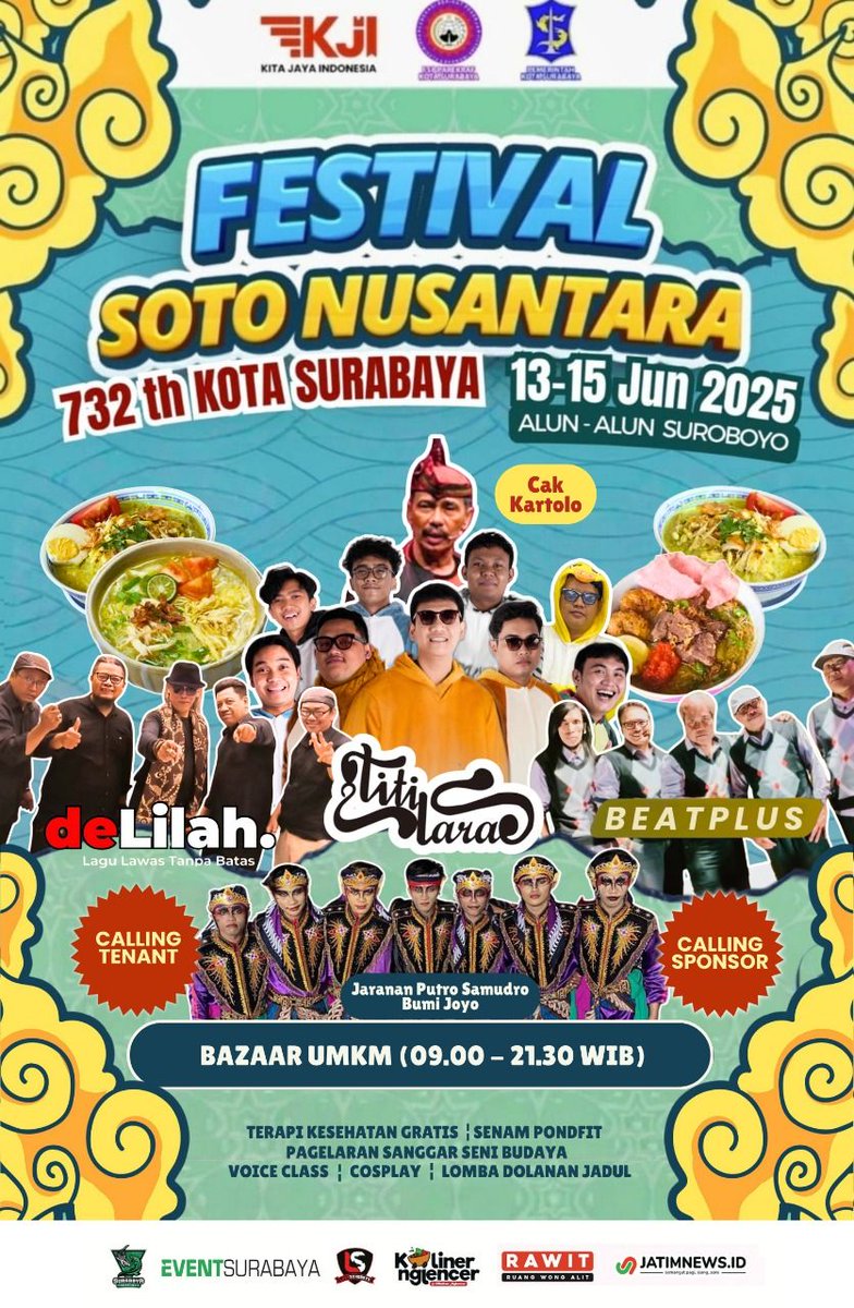 Festival Soto Nusantara
Gabung bareng brand owner soto dan UMKM dari seluruh nusantara!
Branding, selling, edukasi keberagaman soto khas Indonesia.

Stand terbatas!
UMKM dapat diskon khusus (kuota terbatas)

Info &amp; pendaftaran: 0857.1356.3756
