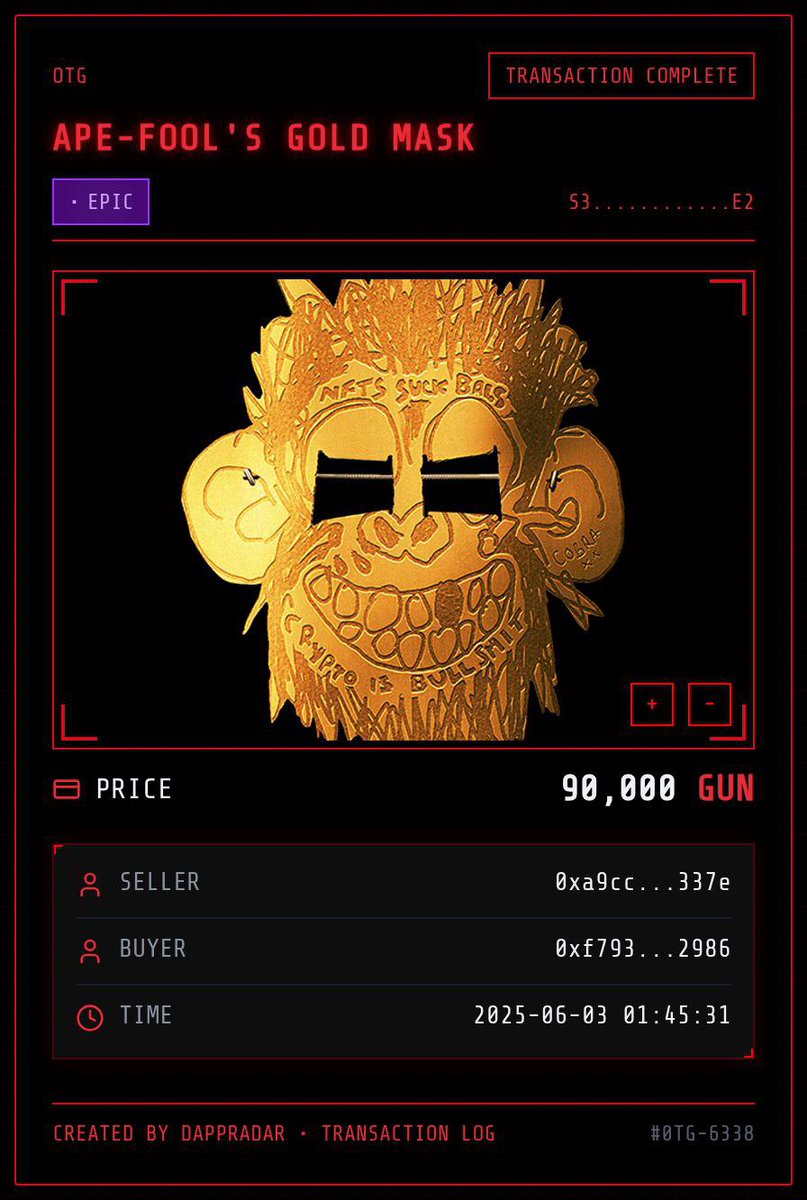 OTG Gold mask has sold for 3.6K 🔥