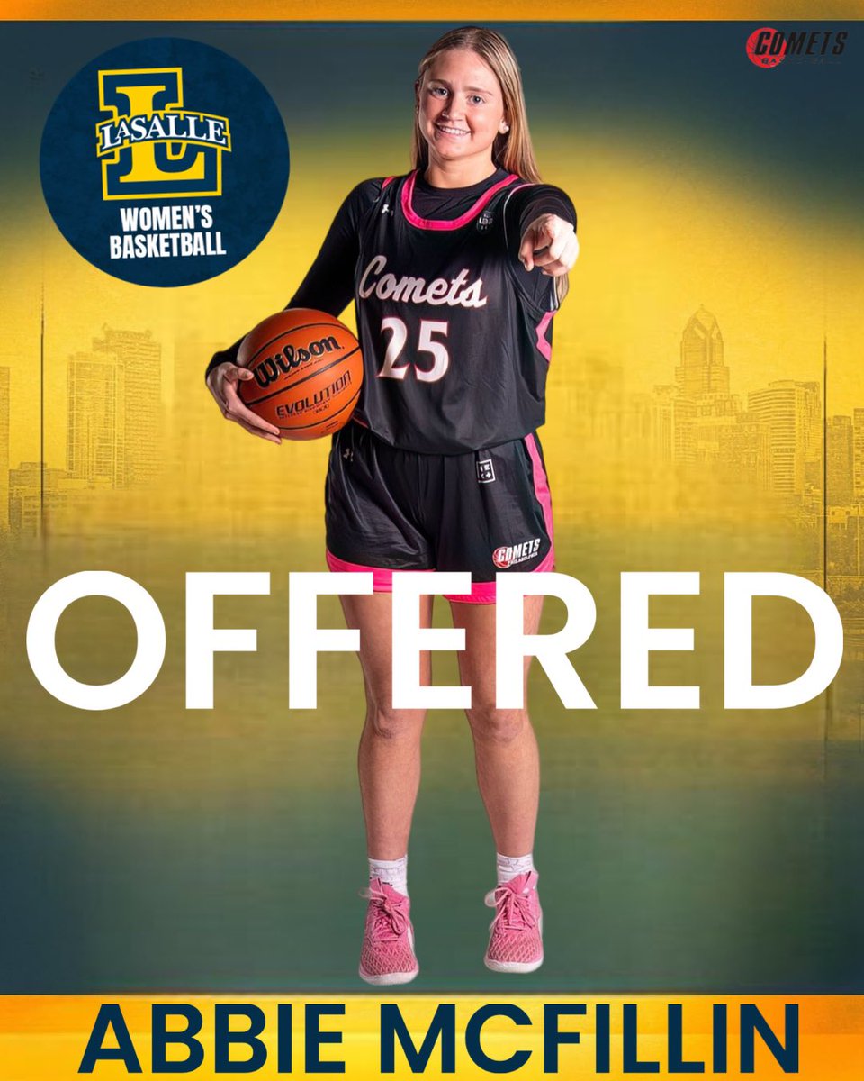 Comets Basketball (@cometsballers) on Twitter photo Congrats to our 2027 <a href="/AbigailMcfillin/">Abigail McFillin</a> on her offer from @lasalle_wbb
<a href="/UANextGHoops/">Girls UAA</a> <a href="/SelectEventsBB/">Select Events Basketball</a> Congrats to our 2027 <a href="/AbigailMcfillin/">Abigail McFillin</a> on her offer from @lasalle_wbb
<a href="/UANextGHoops/">Girls UAA</a> <a href="/SelectEventsBB/">Select Events Basketball</a>