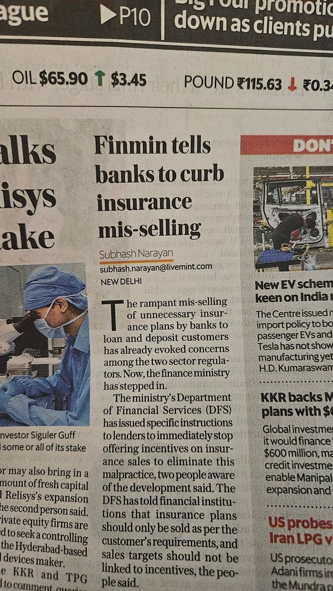 Monika Halan 🇮🇳 (@monikahalan) on Twitter photo The wait for this headline for me has been almost 20 years.
From Indian Express to Outlook Money and then Mint, me and my team relentlessly pointed to these horrific sales, fraud and manipulation by banks.
<a href="/nsitharaman/">Nirmala Sitharaman</a> and <a href="/FinMinIndia/">Ministry of Finance</a> will need to mandate <a href="/RBI/">ReserveBankOfIndia</a> to make it a bank The wait for this headline for me has been almost 20 years.
From Indian Express to Outlook Money and then Mint, me and my team relentlessly pointed to these horrific sales, fraud and manipulation by banks.
<a href="/nsitharaman/">Nirmala Sitharaman</a> and <a href="/FinMinIndia/">Ministry of Finance</a> will need to mandate <a href="/RBI/">ReserveBankOfIndia</a> to make it a bank