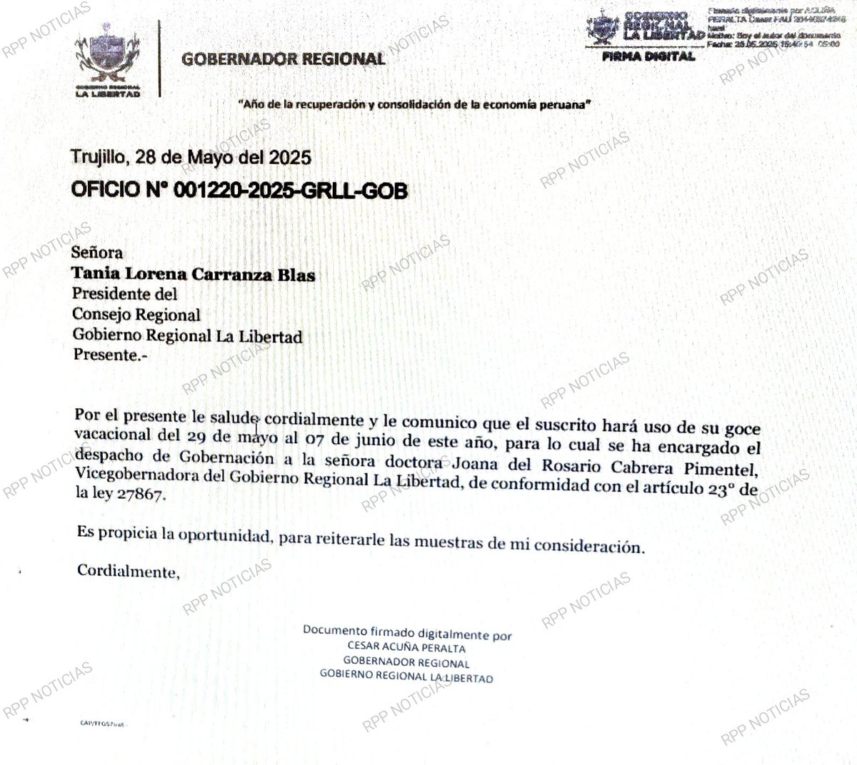 Carlos Villarreal (@kikesitovh) on Twitter photo #ATENCION En medio de la inseguridad que vive La Libertad, su gobernador regional <a href="/CesarAcunaP/">César Acuña Peralta</a> está nuevamente de vacaciones desde el 29 de mayo al 7 de junio #ATENCION En medio de la inseguridad que vive La Libertad, su gobernador regional <a href="/CesarAcunaP/">César Acuña Peralta</a> está nuevamente de vacaciones desde el 29 de mayo al 7 de junio