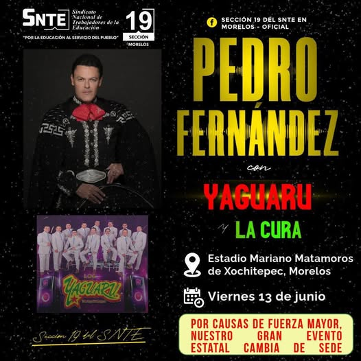 Romina 💖 (@rominarichards2) on Twitter photo Este 13 de junio se celebrará el Día del Maestro 2025 con nuesro <a href="/pedro_fer/">Pedro Fernández</a> ❤
El evento se llevará a cabo en el Estadio Mariano Matamoros ubicado en el Municipio de Xochitepec, Morelos 🔥 Este 13 de junio se celebrará el Día del Maestro 2025 con nuesro <a href="/pedro_fer/">Pedro Fernández</a> ❤
El evento se llevará a cabo en el Estadio Mariano Matamoros ubicado en el Municipio de Xochitepec, Morelos 🔥