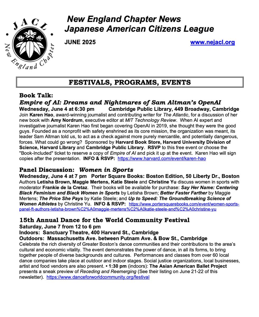 NEJACL's tweet photo. The New England JACL June 25 newsletter is now available on our website: https://t.co/Qhb7nR4ZTF https://t.co/CeaTCasjqx