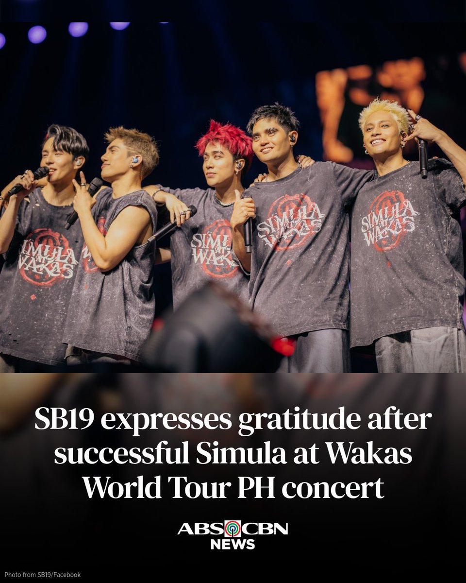 ABS-CBN News (@abscbnnews) on Twitter photo After a highly successful kickoff of their Simula at Wakas World Tour, P-pop kings <a href="/SB19Official/">SB19 Official</a> took to social media to thank their beloved fans, A’TIN, for celebrating another major milestone with them last weekend, May 31 and June 1, at the Philippine Arena.
Read: After a highly successful kickoff of their Simula at Wakas World Tour, P-pop kings <a href="/SB19Official/">SB19 Official</a> took to social media to thank their beloved fans, A’TIN, for celebrating another major milestone with them last weekend, May 31 and June 1, at the Philippine Arena.
Read: