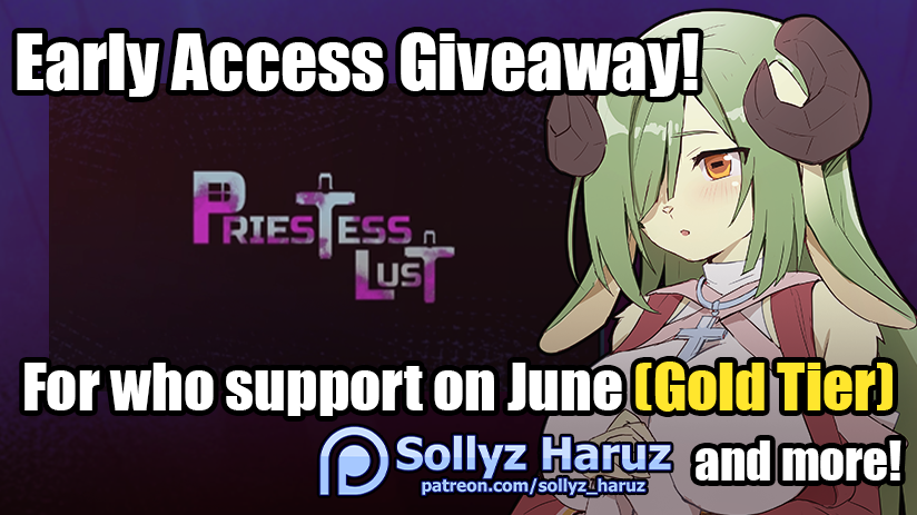 🎮Good news! Priestess Lust Early Access keys are exclusive for Patreon SollyzHaruz supporters in June! 

PLUS,We’re giving away 10+ FREE keys!🎁 
Retweet this &amp; comment what you want in the game. 
Raffle ends June 30, 2025. Don’t miss out!

#PriestessLust #furry #SteamGames