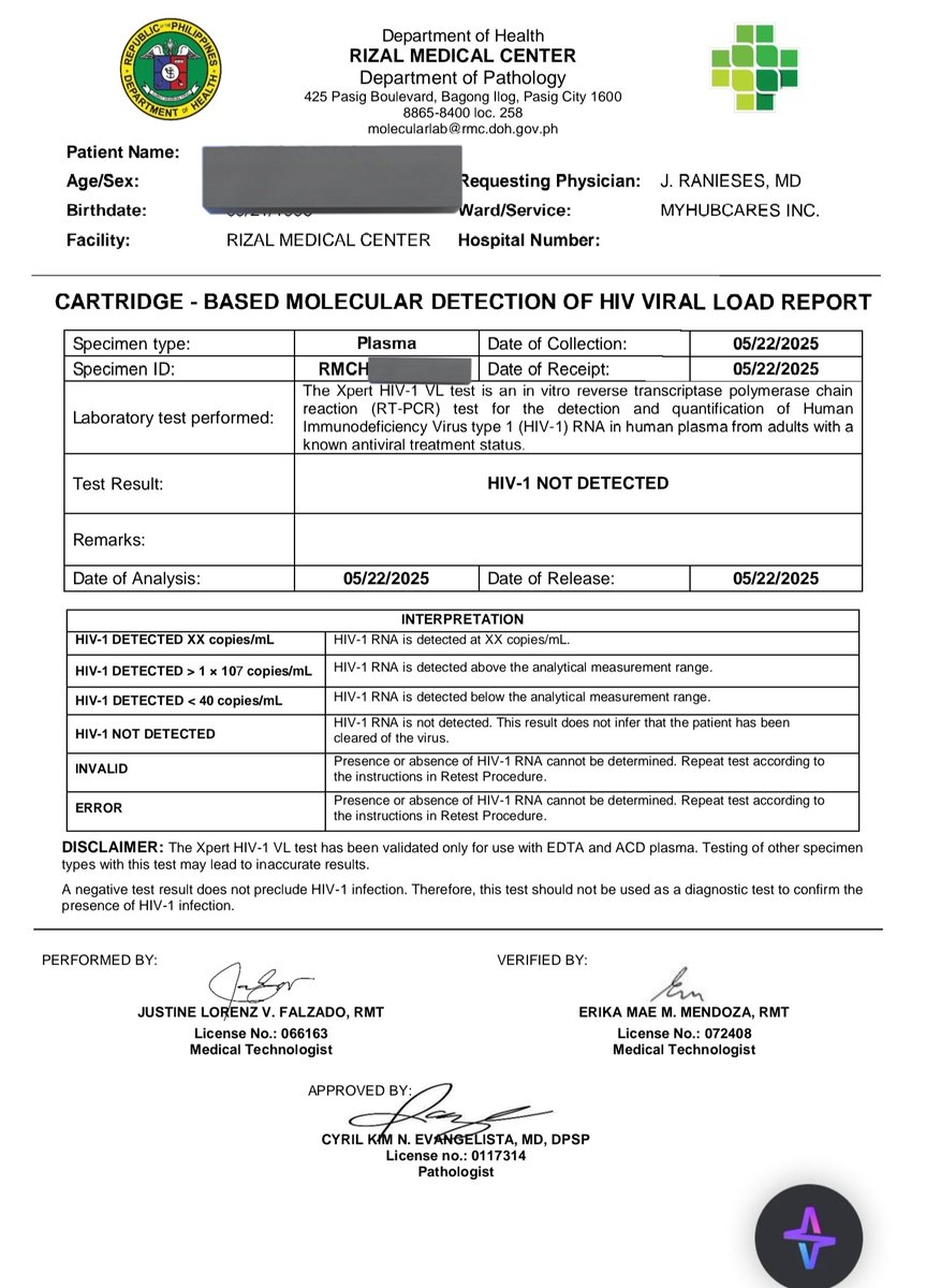 Thank you Lord God! Hindi na <40 copies/mL kundi HIV-1 NOT DETECTED na talaga nakakaproud at the same time nakakawala ng stress. 🥰
#PLHIVdiaries